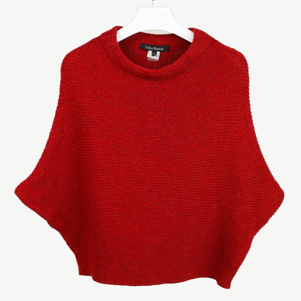 Lida Baday Red Knit Dolman-Sleeve Sweater